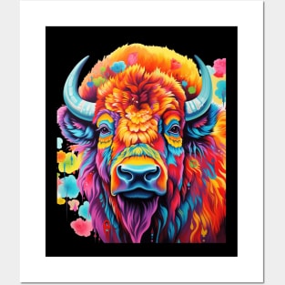 Bison Colorful American Bison Posters and Art